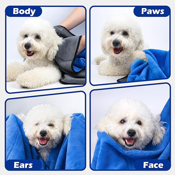 MICOOYO Dog Towels for Drying Dogs 3 Pack, Ultra Absorbent Microfiber Pet Bath Blanket | Quick Dry Towel for Dogs and Cats, 28"x40", L
