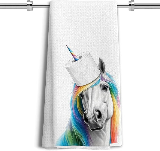 Funny Colorful Enchanted Horse Hand Towels for Bathroom, Kids Bathroom Hand Towels, Animal Lover Gifts for Women Girls, 16x24 Inches