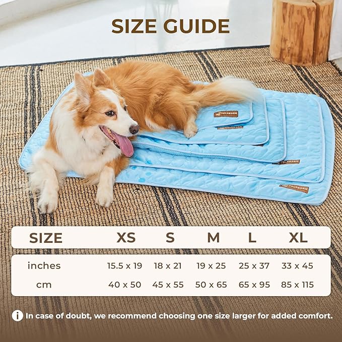 Pelsbarn Dog Cooling Mat- Ice Silk Summer Comfort, Self Cooling, Non-Slip Dog Pad, Durable & Washable, Mat for Small Dogs 18"" x 21"", Support Shelter Dogs with Every Purchase (Blue)