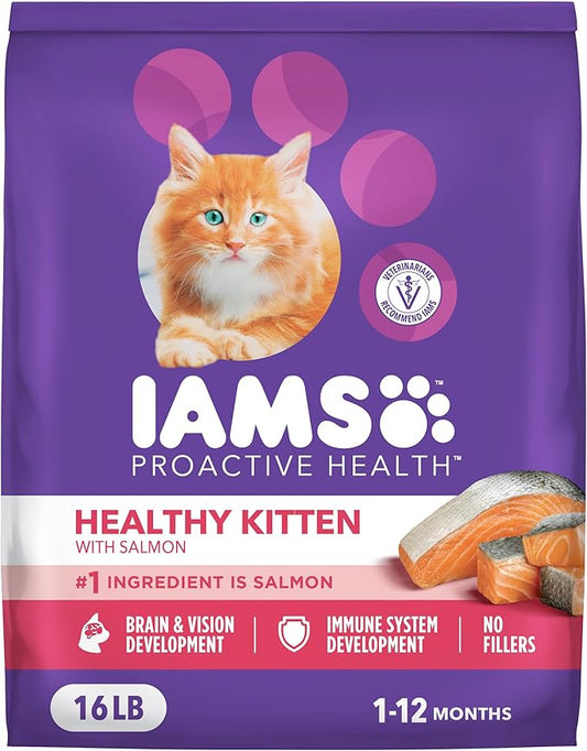 IAMS Proactive Health Healthy Kitten Dry Cat Food Salmon Recipe, 16 lb. Bag