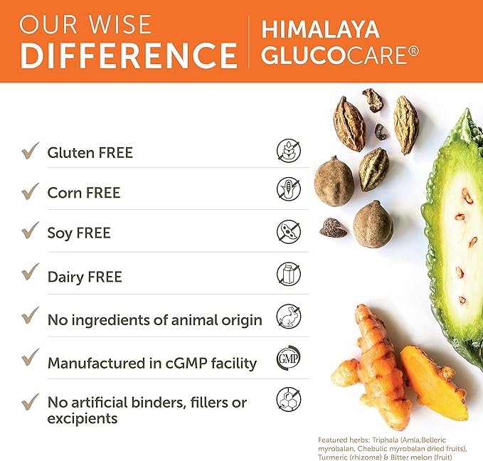 Himalaya GlucoCare – Herbal Glucose Metabolism & Pancreatic Support with Bitter Melon, Gymnema, Triphala & Turmeric – Natural Blood Sugar Support – Vegan, Non-GMO, Gluten-Free – 90 Capsules