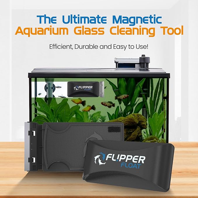 FL!PPER Flipper Cleaner Float - 2-in-1 Floating Magnetic Aquarium Glass Cleaner - Fish Tank Cleaner - Scrubber & Scraper Aquarium Cleaning Tools - Floating Fish Tank Cleaner, Standard