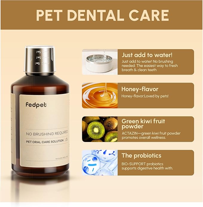 Advanced Probiotic Pet Dental Water Additive, Bio-Active Formula to Fight Oral Bacteria at The Source, Freshens Breath, Reduces Plaque & Tartar, Just Add to Water, Vet Recommended, 9.8 oz