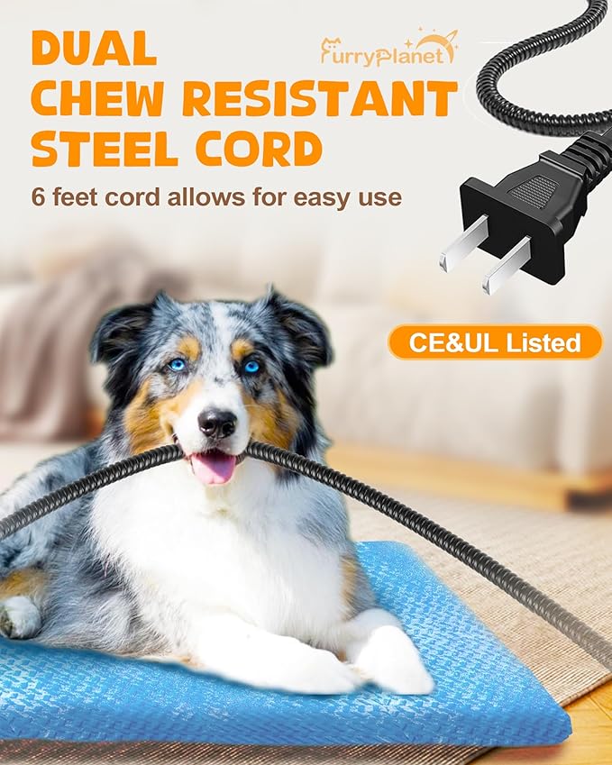 Upgrade Dog Heating Pad with 2 Covers&840D Storage Bag,Adjustable Temperature Electric Pet Heating Pad with Timer,Waterproof Large Heated Bed Mat with Chew-Proof Cord,L