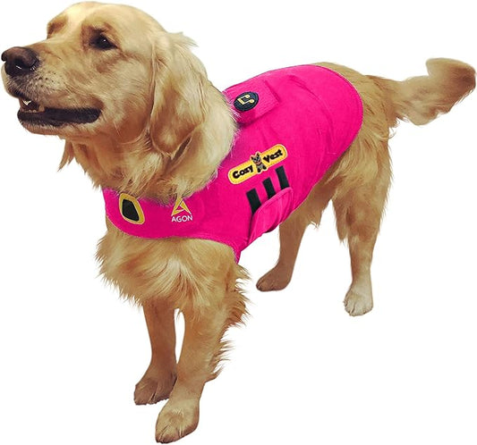 CozyVest 3-in-1 Anxiety Vest Music & Aromatherapy Dog Coat Relaxing Sound & Essential Oil Scent Canine Stress Relief Fireworks Thunder Separation Shirt Jacket Thunderstorm(Pink, XL [65-110 Lbs])