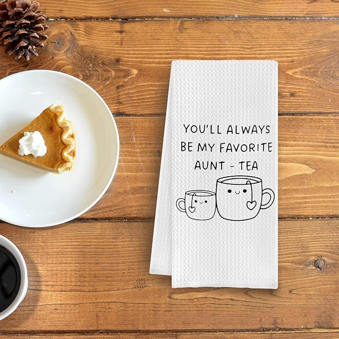 Funny Aunt Auntie Kitchen Towels,Auntie Hand Towels,Aunt Waffle Weave Kitchen Dish Towels for Kitchen Bathroom,Favorite Aunt Tea Hand Towels,Aunts Gift from Niece Nephew,16x24 Inch