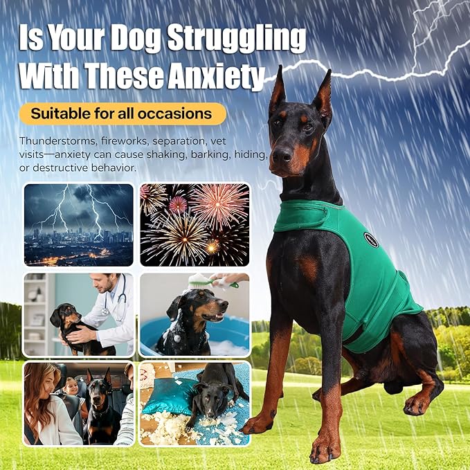 Dog Anxiety Vest - Skin-Friendly Calming Shirt for Thunder, Fireworks, Vet Visits & Separation Anxiety – No Medicine or Training Needed – Suitable for Small, Medium, and Large Dogs