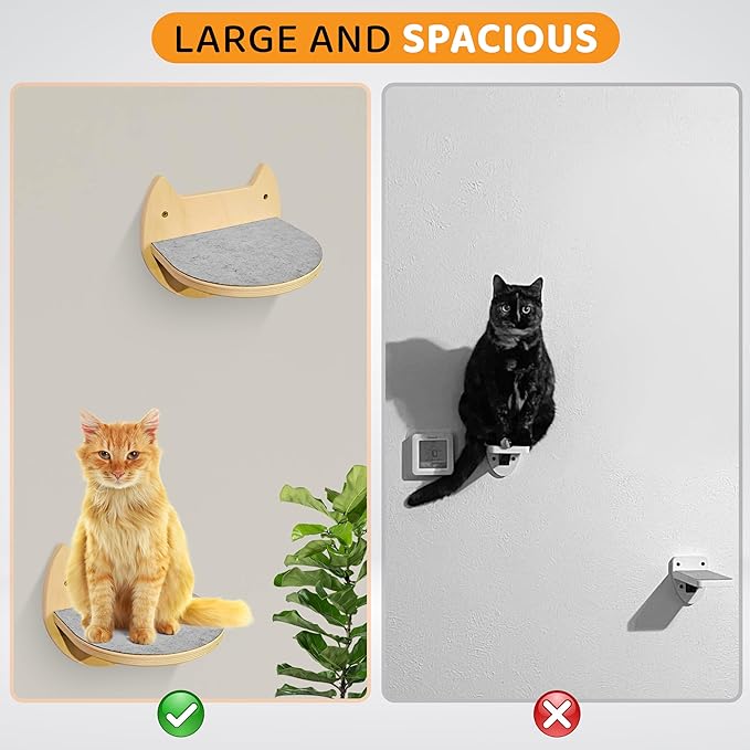 Cat Wall Steps – 2-Pack Wood Wall Mounted Cat Shelves & Floating Cat Stairs, Space-Saving Climbing Furniture for Large Cats