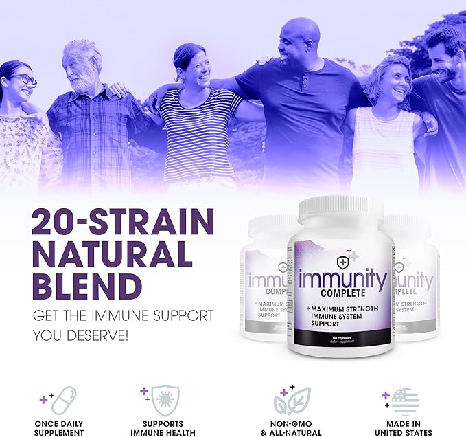 Instant Brands Immunity Complete - 20-in-1 Immune System Booster Formula with Cat's Claw, Quercetin, Vitamin C, and Olive Leaf Extract 60ct (Pack of 2)