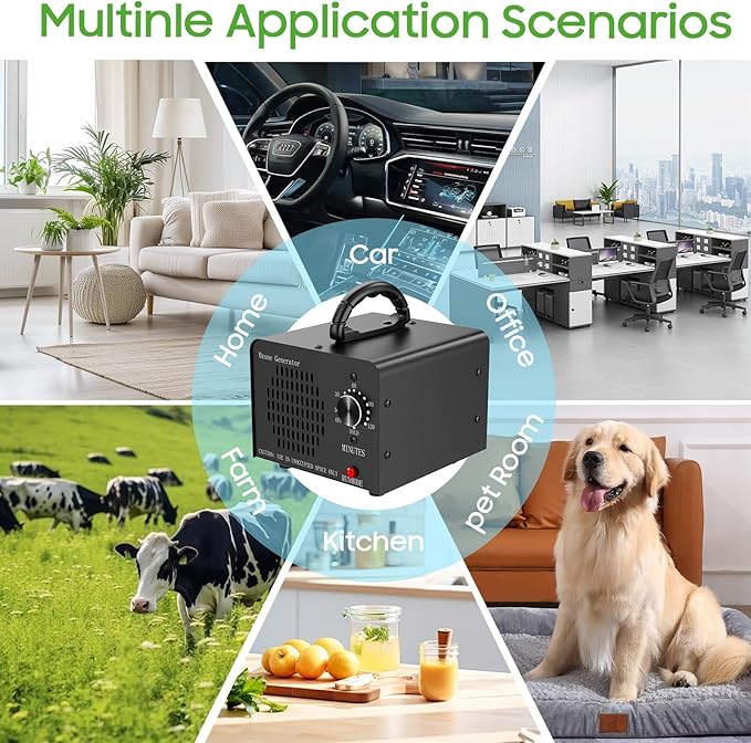 Ozone Generator Machine 160,000mg/h, High Capacity Ozone Odor Eliminator Removal Air Purifier for Home Car Pet & Basement Odor, Suitable for Spaces up to 7,000 Square Feet, Black