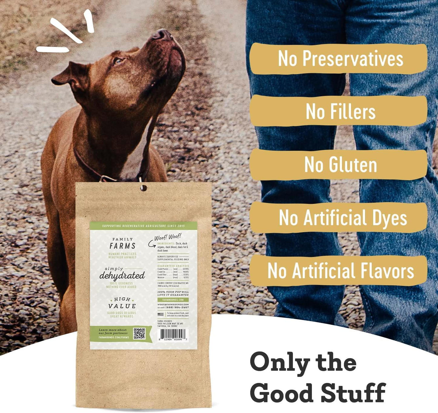 Farm Hounds - Duck Trainers - Premium Natural Jerky for Dogs - 100% Humanely Raised - Easy-Break - Great for Training & Treats - No Added Fillers - Made in USA - 4.5 oz - 1 Pack