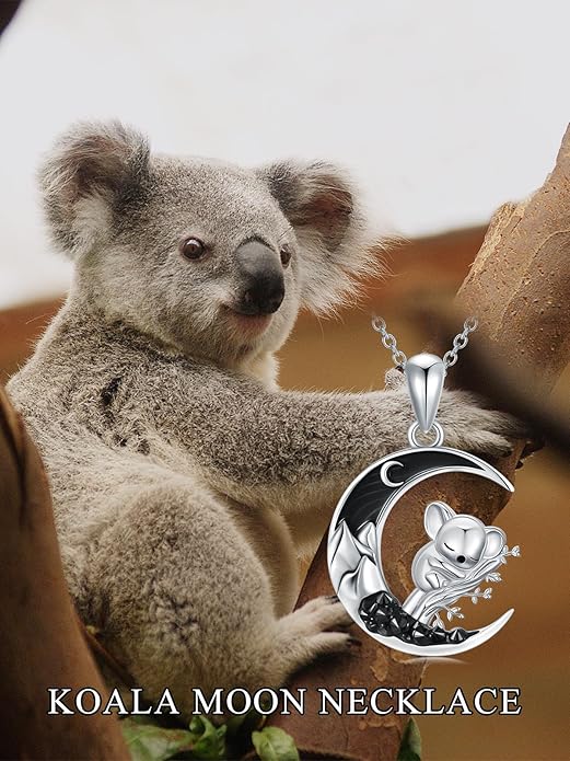 Gothic Jewelry Bat/Cat/Wolf/Dragon/Owl/Fox/Spider/Sun Pendant Sterling Silver Crescent Moon Necklace for Women Girls Black Jewelry Gifts