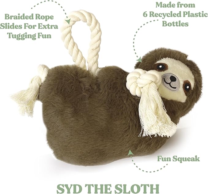 Dog Toys | Plush Toy Sloth Stuffed Animal for Dogs | Jumbo Eco Friendly Toy - Easy to Clean and Made from Non Toxic Materials
