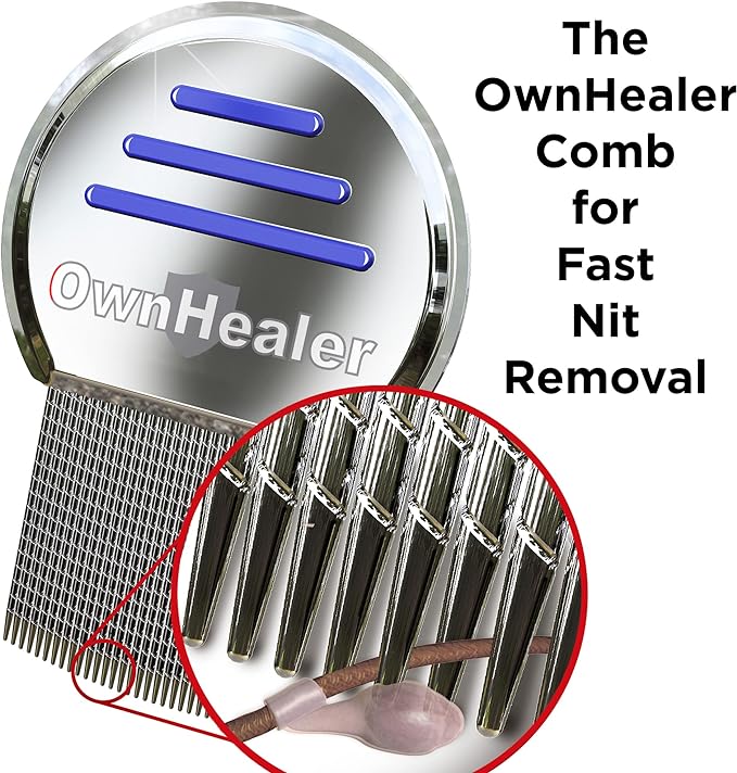 OWNHEALER Professional Lice Comb Kit - for Lice, Nits, and Dandruff Removal. Quick Results for Head Lice Treatment - Suitable for All Hair Types. Peine para piojos y liendres.