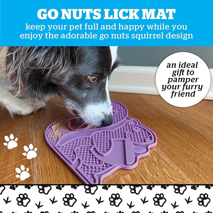 Funny Squirrel Lick Mat for Pets, Silicone Treat Licking Pad with Non Slip Base for Dogs Cats Puppies, Anxiety Reducing Enrichment Toy for Grooming Bathing Feeding Distraction