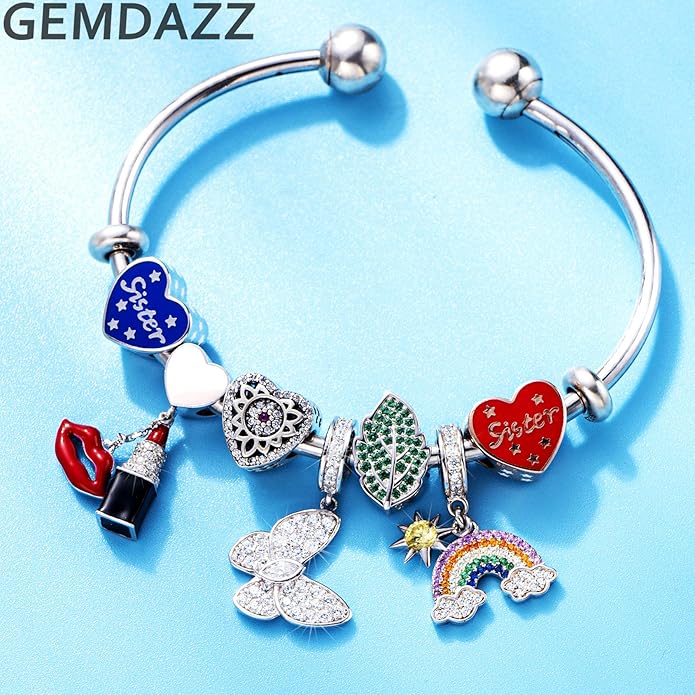 GEMDAZZ Animal Theme Charms in 925 Sterling Silver, Cute 3D Polar Bear, Frog, Cicada, Ladybug, Bee, Dragonfly Beads fit European Women Bracelet, Gift for Birthday/Christmas/Friends/Mom/Lover