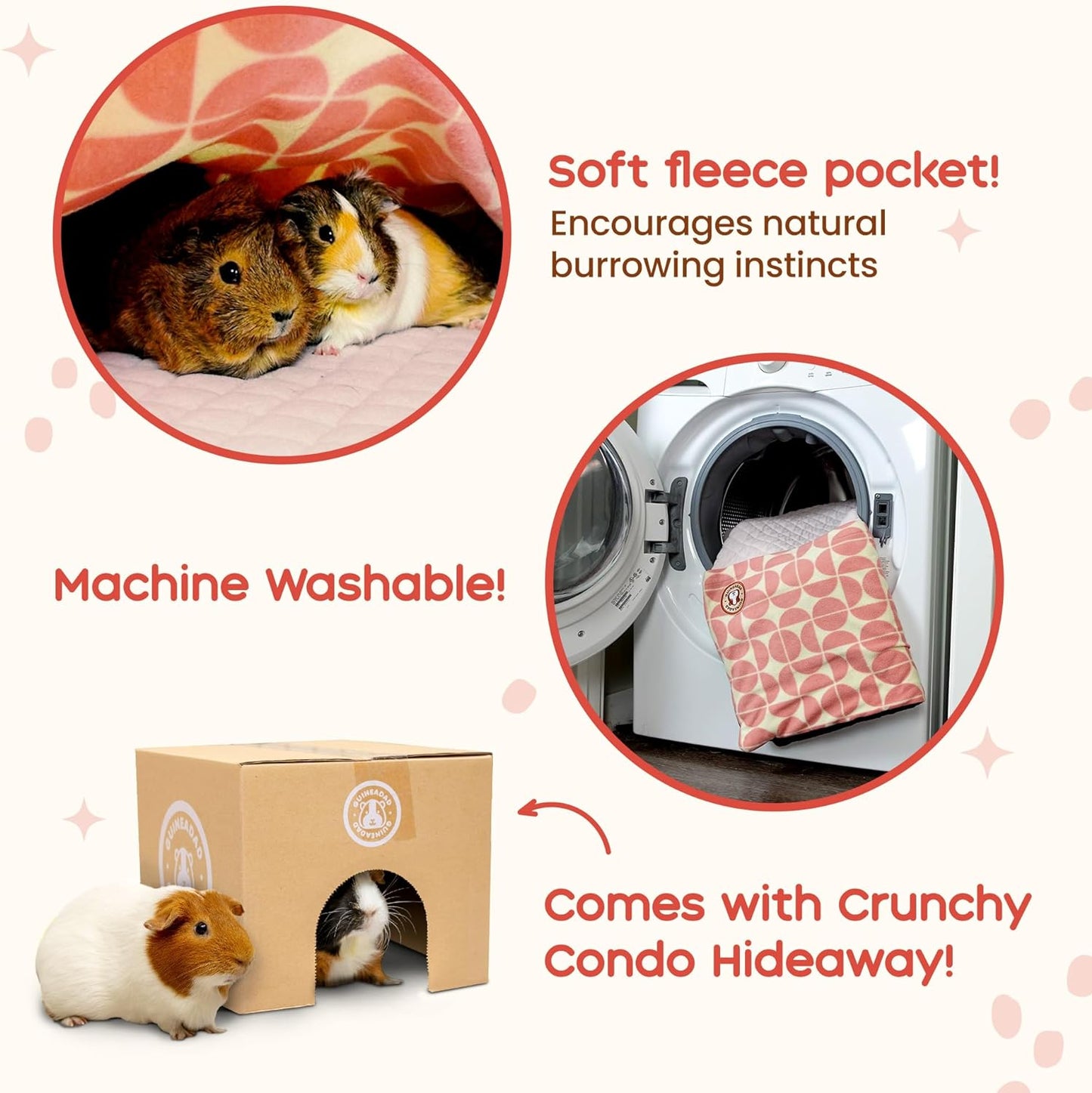 GuineaDad Premium Liner – Fleece Guinea Pig Cage Liner – Ultra-Plush Reusable Fleece Bedding with Waterproof Bottom – Extra Absorbent Liner for 2x3 C&C Cage (Rainy Day)