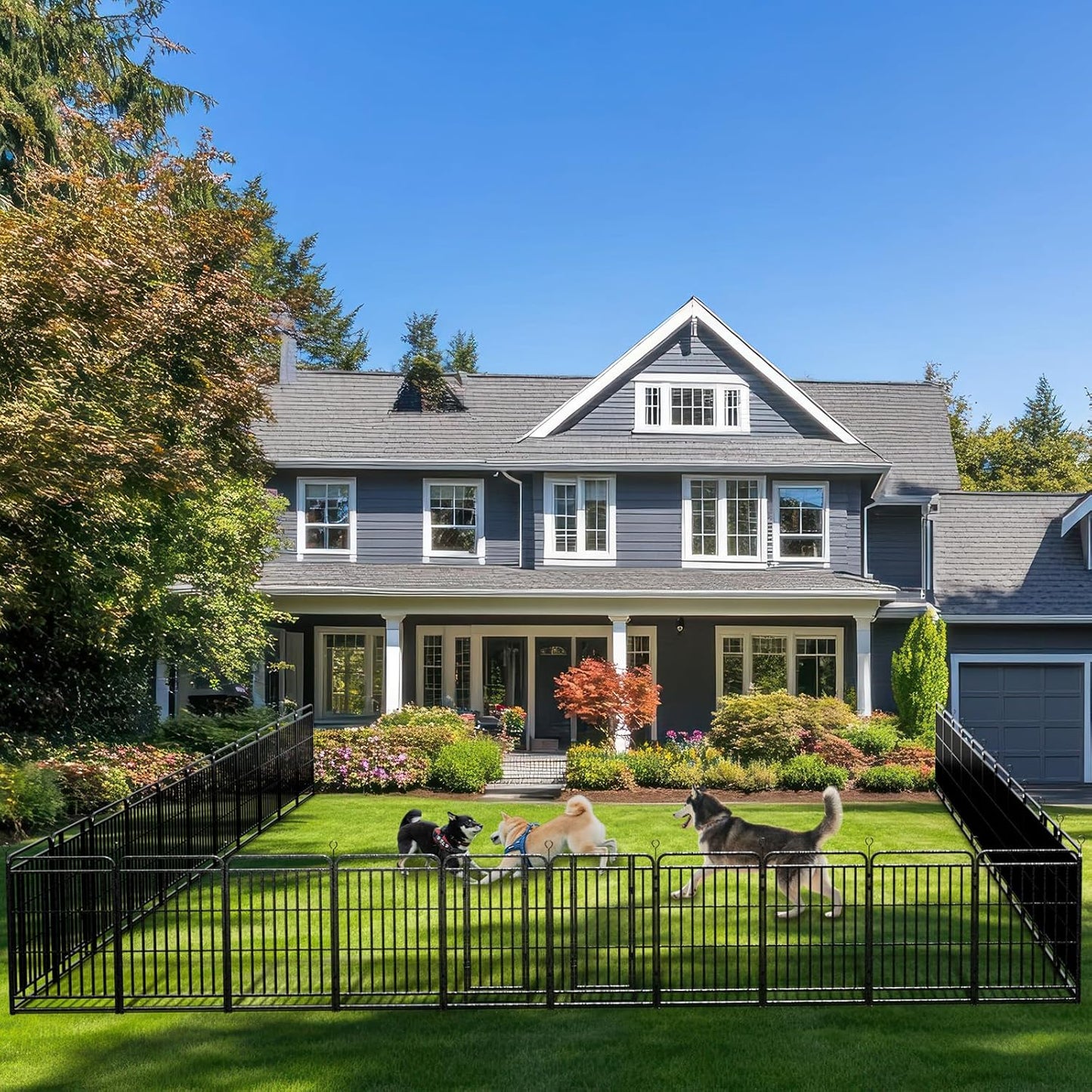 Dog Playpen Outdoor 32 Panels Heavy Duty Dog Fence 32" Height with Thick Pipe Anti-Rust with Doors Portable for RV Camping Yard, Total 71FT, 406 Sq.ft, Snowy Black