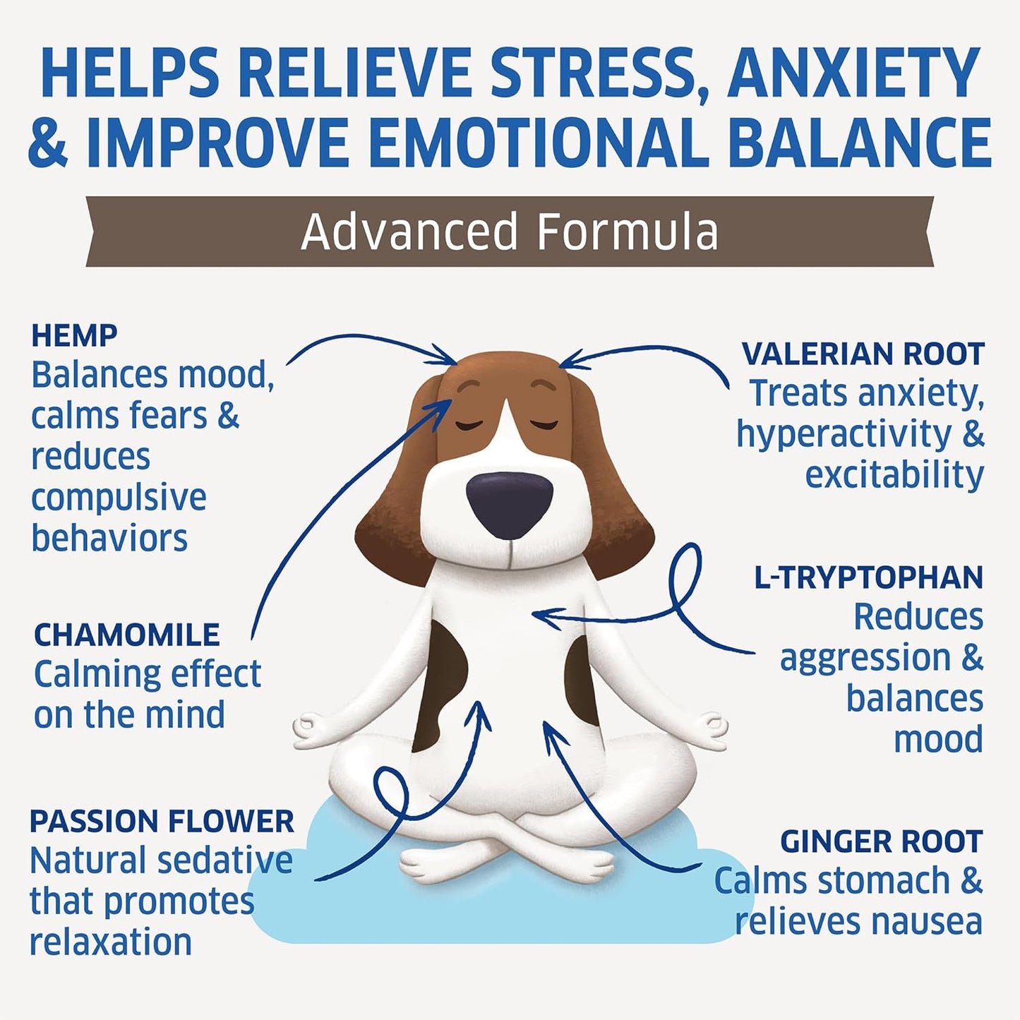 Hemp Calming Chews for Dogs - Natural Anxiety Relief Treats - Separation, Stress, Barking, Thunderstorms - 120 Dog Anxiety Chews