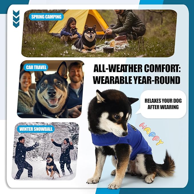 Dog Anxiety Vest Comfort Relief Coat, Dog Anxiety Calming Vest Wrap for Thunderstorm, Travel, Fireworks, Vet Visits, Separation Anxiety Relief for Dogs