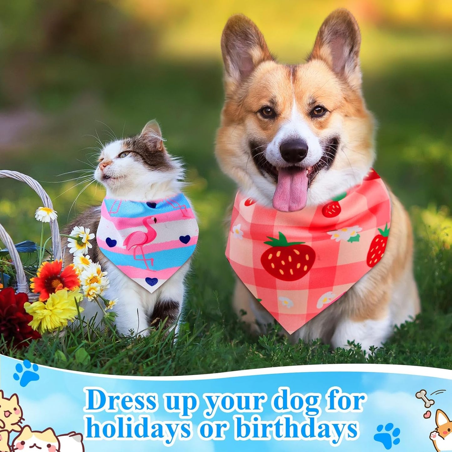 72 Pcs Hawaiian Dog Bandanas Bulk Summer Triangle Scarf Fruit Cat Bibs Puppy Scarf Flower Pet Bandanas for Puppy Cat Birthday Party Costume