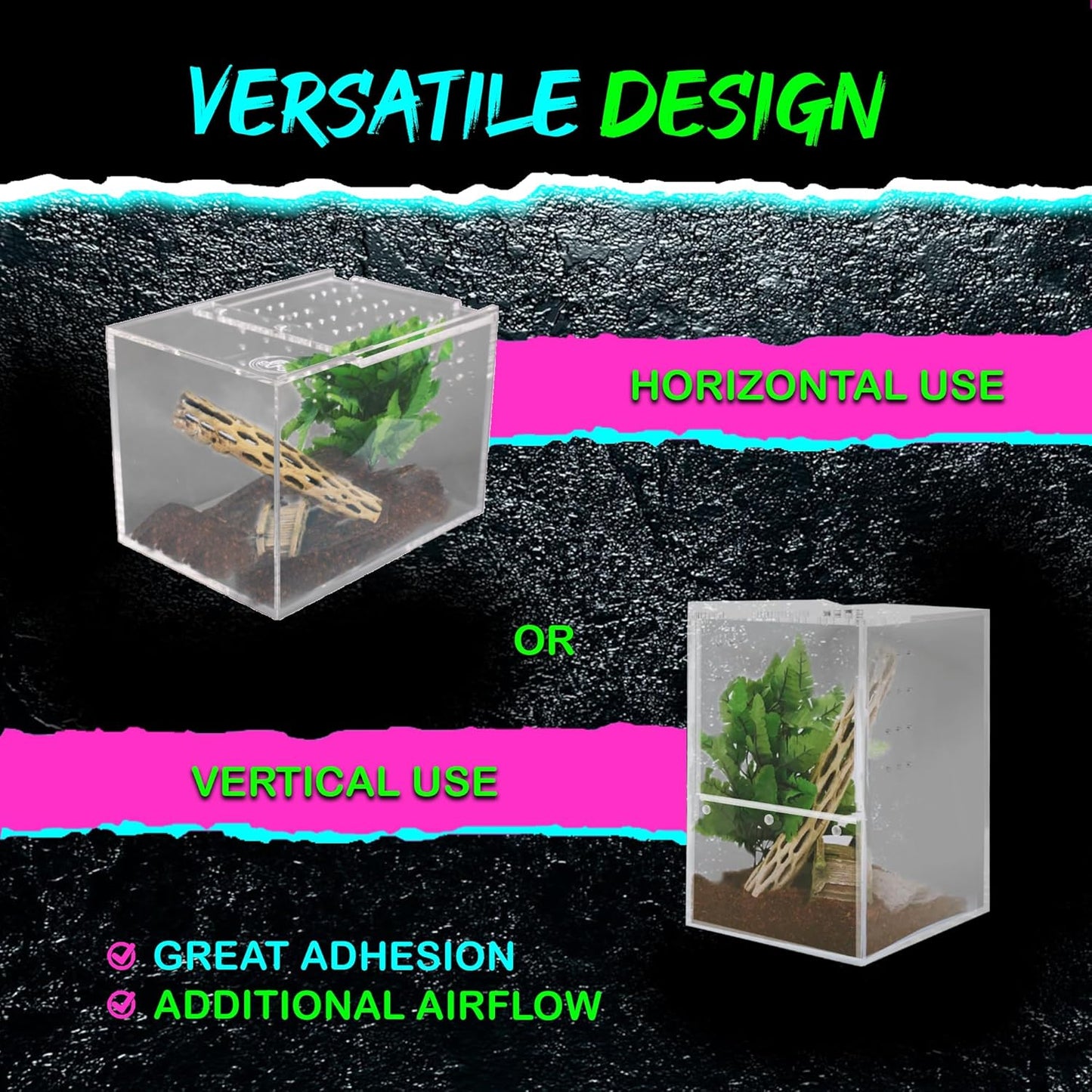 Jumping Spider Enclosure 5"x5"x7" or Tarantula Enclosure - Reptile Terrarium w/Sliding Magnetic Door - Great Reptile Tank & - Acrylic Aquarium Spider Box for Terrestrial or Arboreal Animals