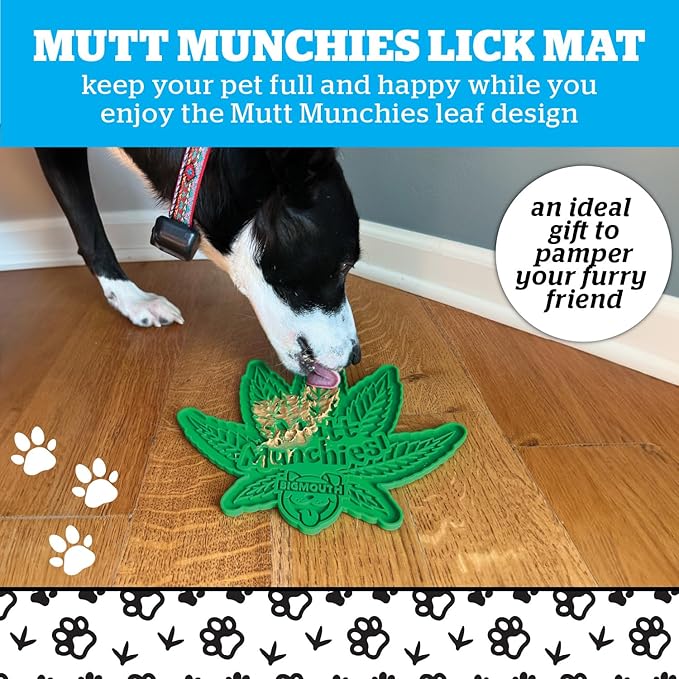 Mutt Munchies Lick Mat - Funny Dog Lick Mat - Silicone Pet Licking Toys - Licking Treats Pad - Cute Doggy, Cat Gift