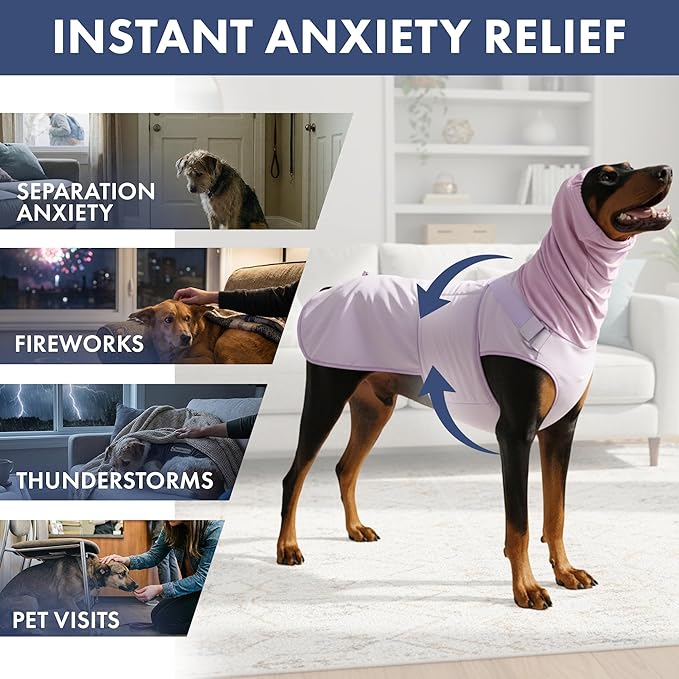 Spark Paws Anxiety Relief Vest for Dogs – Gentle Compression Dog Anxiety Suit, Calming Wrap for Separation Anxiety, Thunder, Fireworks, Suitable for Small Medium and Large Breeds - Purple - Size 4XL