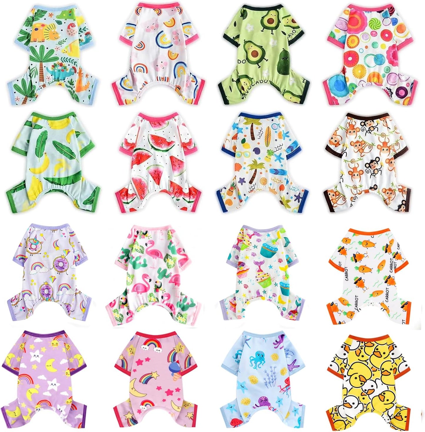 Dog Pajamas Pjs Fall Summer Dog Clothes for Small Dogs Girl - Boy - Medium Size Dogs, Soft Stretchy Puppy Clothes Doggie Onesies Cat Pet Jammies Outfit (Beach, X-Small)