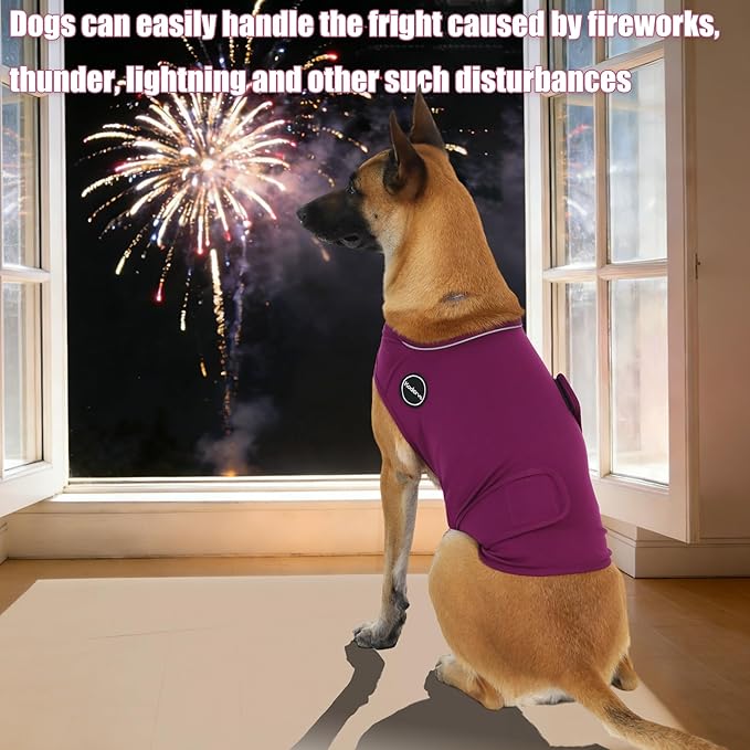 Dog Anxiety Vest, Skin-Friendly Thunder Jacket for Dogs, Dog Calming Shirt for Thunder, Fireworks, Vet Visits and Separation - Keep Pet Calm Without Medicine, Fit for Small Medium Large Dogs