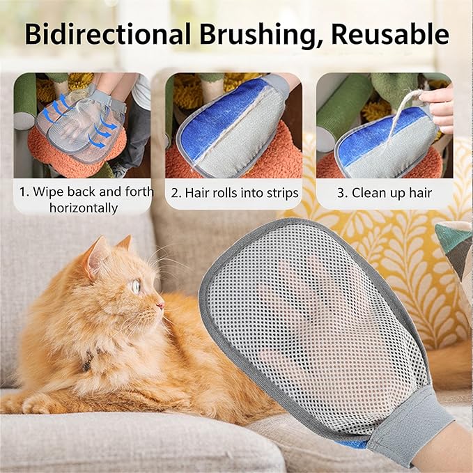 Dog Deshedding Glove for Small to Large Breeds Efficient Hair Removal Tool Furs Remove Grooming Gloves for Carpet Sofa Pet