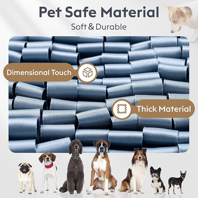 Snuffle Mat for Dogs, Dog Puzzle Mat, Interactive Dog Toys for Enrichment,Sniff Mats with Non-Slip Backing,Portable Design Easy to Store (Silver, 14" X 12"-Portable)