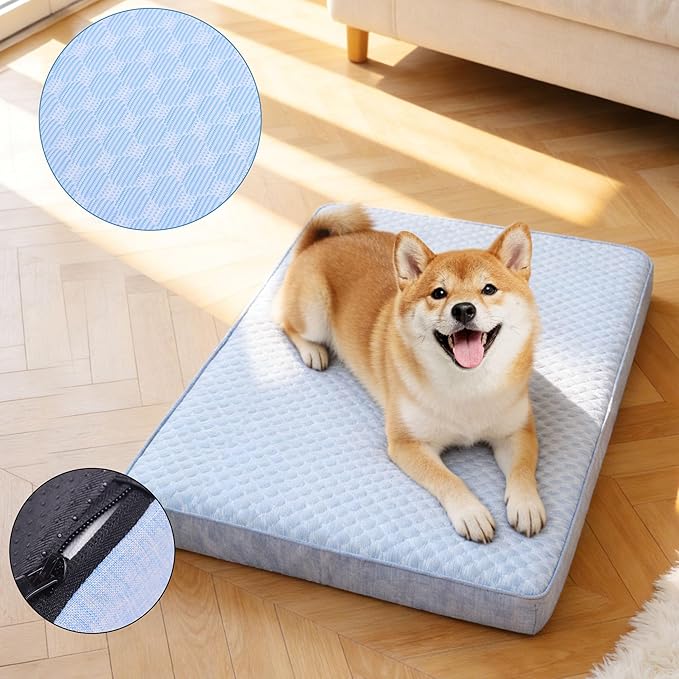Orthopedic Memory Foam Dog Bed,Cooling Dog Beds for Dogs, Washable Pet Beds for Crate with Faux Fur Cover, Waterproof Lining, (X-Large: 41" x 29" x 4", Cooling Surface)