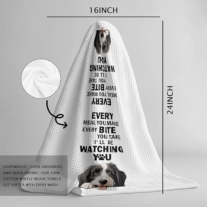 Funny Border Collie Kitchen Towels, Gifts for Border Collie Lovers Tea Dish and Hand Towels for Decorative Use in Kitchen and Bathroom,Every Meal You Make Dog Themed Kitchen Decor, 16x24 Inch