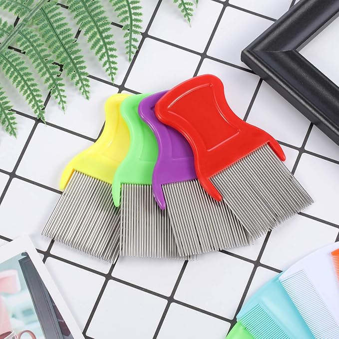 Maitys 8 Pieces Flea Lice Combs Double Sided Lice Cats Dogs and Nit Removal Hair Grooming Plastic and Metal Comb, Head Hair Comb for Pets and Humans(3.5 x 2 Inches, 3.54 x 1.57 Inches,Classic)