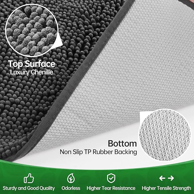 Dog Door Mat Indoor Entrance, 60" x 24" Absorbent & Quick-Drying Mud Rugs, Non-Slip Door Rugs for Entryway Indoor Washable, Soft Chenille Dog Mat for Muddy Paws