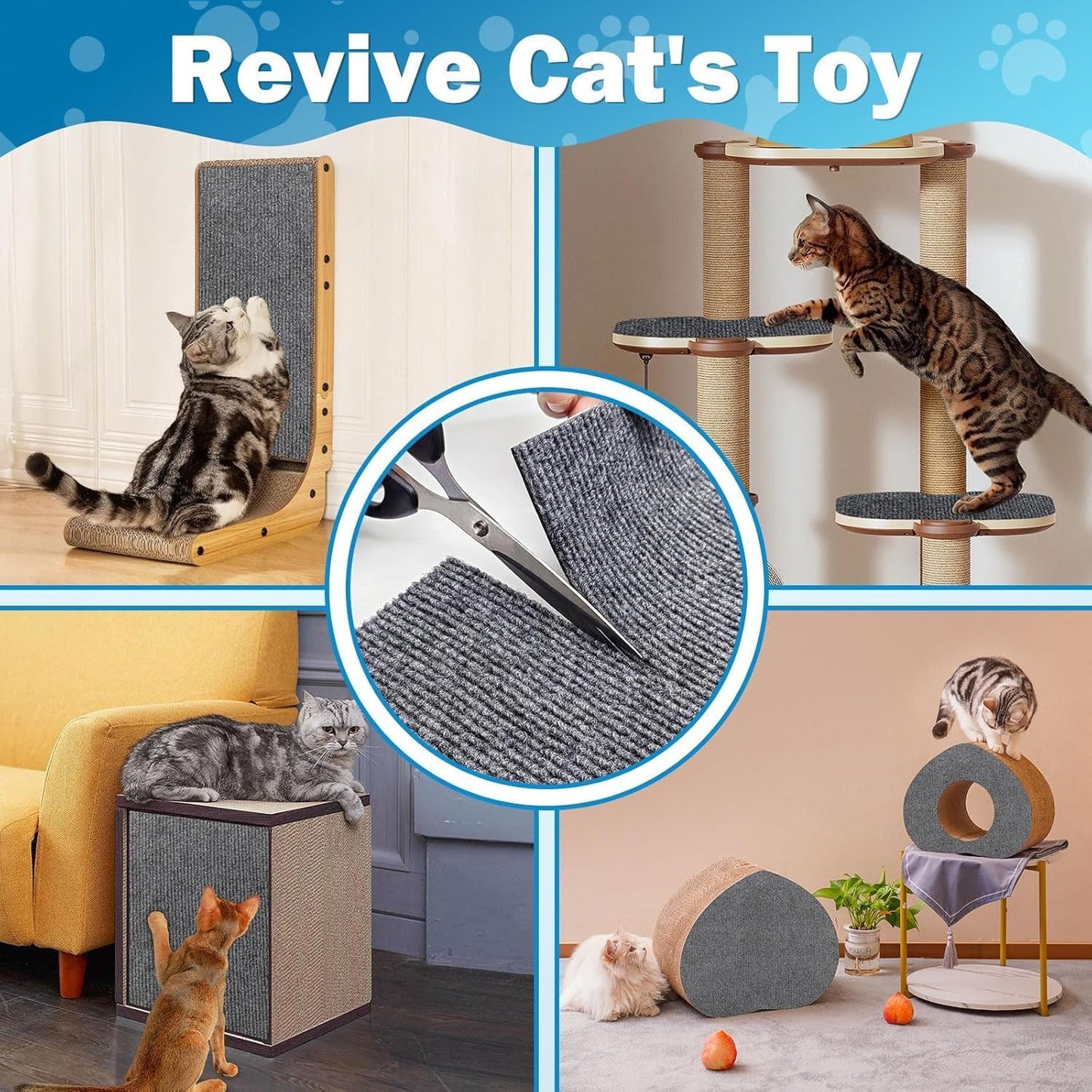 Cat Scratch Couch Furniture Protector, Adhesive Cat Scratch Pad Deterrent for Furniture, DIY Climbing Cat Scratcher Couch Protector from Cat Claws Scratching Indoor (Dark Grey 15.7"X39.4")