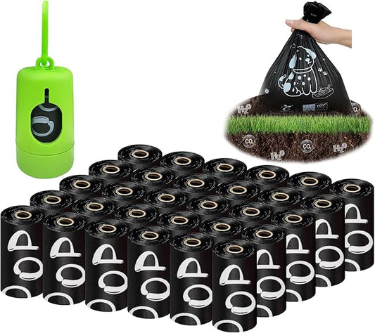 Compostable Dog Poop Bags，450 Count - 100% Leakproof & Biodegradable Dog Bags for Poop，Includes Free Dog Poop Bag Holder & Clip