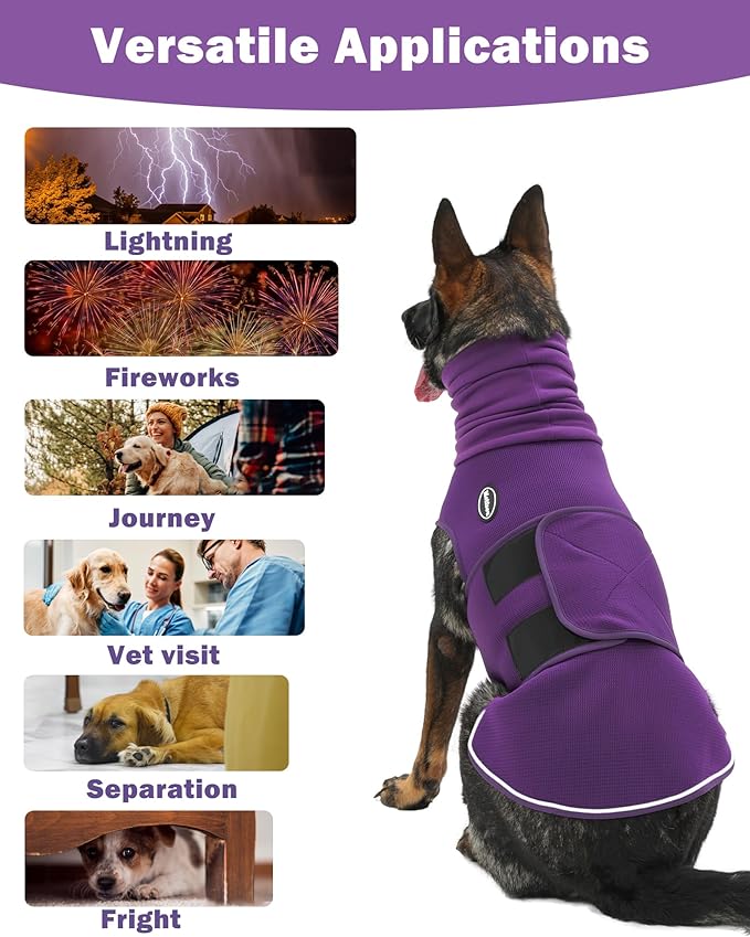 Dog Anxiety Vest with Hood, Skin-Friendly Thunder Jacket for Dogs, All-in-One Dog Calming Shirt with Hood for Thunder, Fireworks, Separation - Keep Pet Calm Without Medicine, Rose, XS