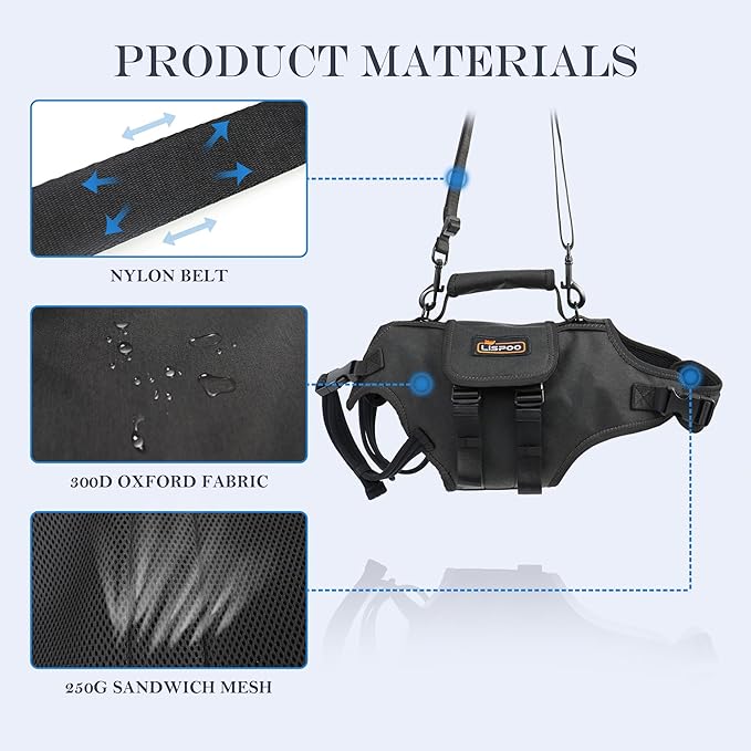 Dog Lift Harness, Full Body Support with Adjustable Control Handle for Small Senior Dogs, Post-Surgery Recovery & Joint Problems (Oxford Cloth, S)