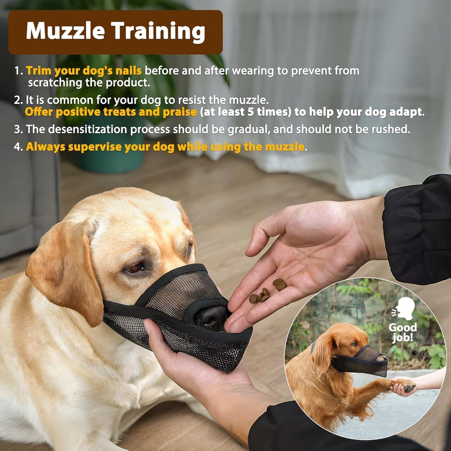 Crazy Felix Nylon Dog Muzzle for Small Medium Large Dogs Poodle Labrador Golden Retriever Doberman, Air Mesh Breathable and Drinkable Pet Mouth Guard for Anti-Biting Chewing Scavenging(Black,M)