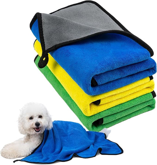 MICOOYO Dog Towels for Drying Dogs 3 Pack, Ultra Absorbent Microfiber Pet Bath Blanket | Quick Dry Towel for Dogs and Cats, 11.8”x23.6, S