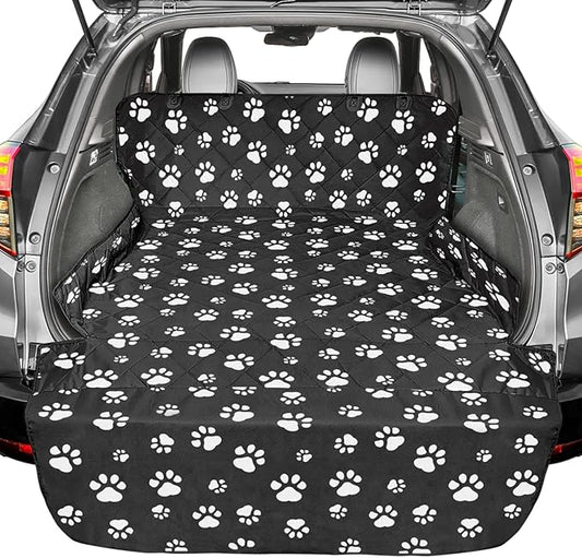 F-color SUV Cargo Liner for Dogs, Upgraded Extra Large Water Resistant Pet Cargo Cover Dog Seat Cover Mat for SUV Sedans Vans with Bumper Flap Protector, Non-Slip, Wear-Proof, Universal Fit, Paw Print