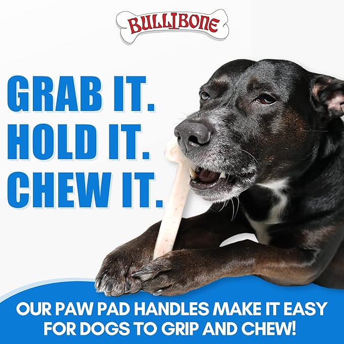 Bullibone Nylon Dog Chew Toy for Aggressive Chewers - Dental Hygiene Bone with Peanut Butter Flavor, Durable Tough Chew Toys for Large Dogs, Indestructible Dog Bone - Single