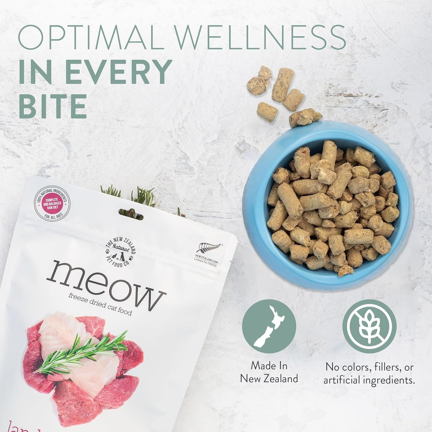 Meow Freeze Dried Cat Food - Wild Venison Recipe, High Protein Treats, Meals & Toppers, Dry Cat Food, 9.9 oz