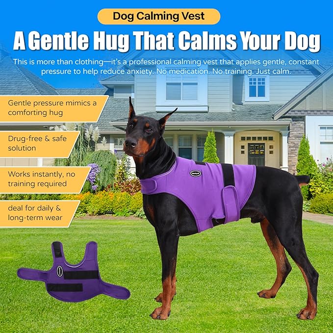 Dog Anxiety Vest - Skin-Friendly Calming Shirt for Thunder, Fireworks, Vet Visits & Separation Anxiety – No Medicine or Training Needed – Suitable for Small, Medium, and Large Dogs