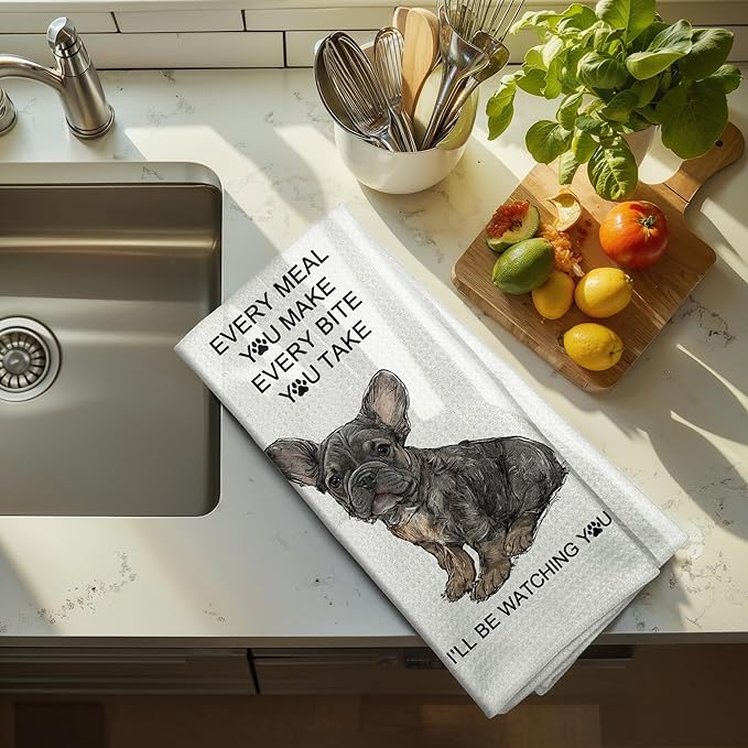 Funny French Bulldog Gifts Kitchen Dish Towels Gifts for Women,Hand Towels for Kitchen Bathroom,French Bulldog Home Decor,16x24 Inch