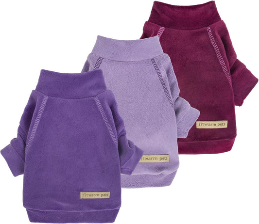 Fitwarm 3 Pack Classic Fleece Dog Sweater, Turtleneck Dog Sweatshirt, Dog Winter Clothes for Small Dogs Boy Girl, Pet Pullover Jumper, Cat Apparel, Purple, MediumPurple, Dark Red, XXL