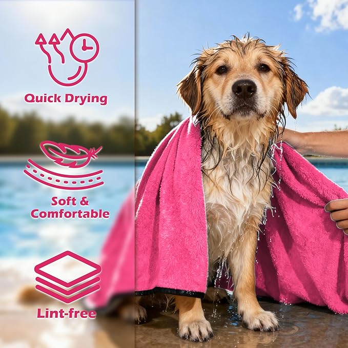 MICOOYO Dog Towels for Drying Dogs 3 Pack, Ultra Absorbent Microfiber Pet Bath Blanket | Quick Dry Towel for Dogs and Cats, 28"x40", L