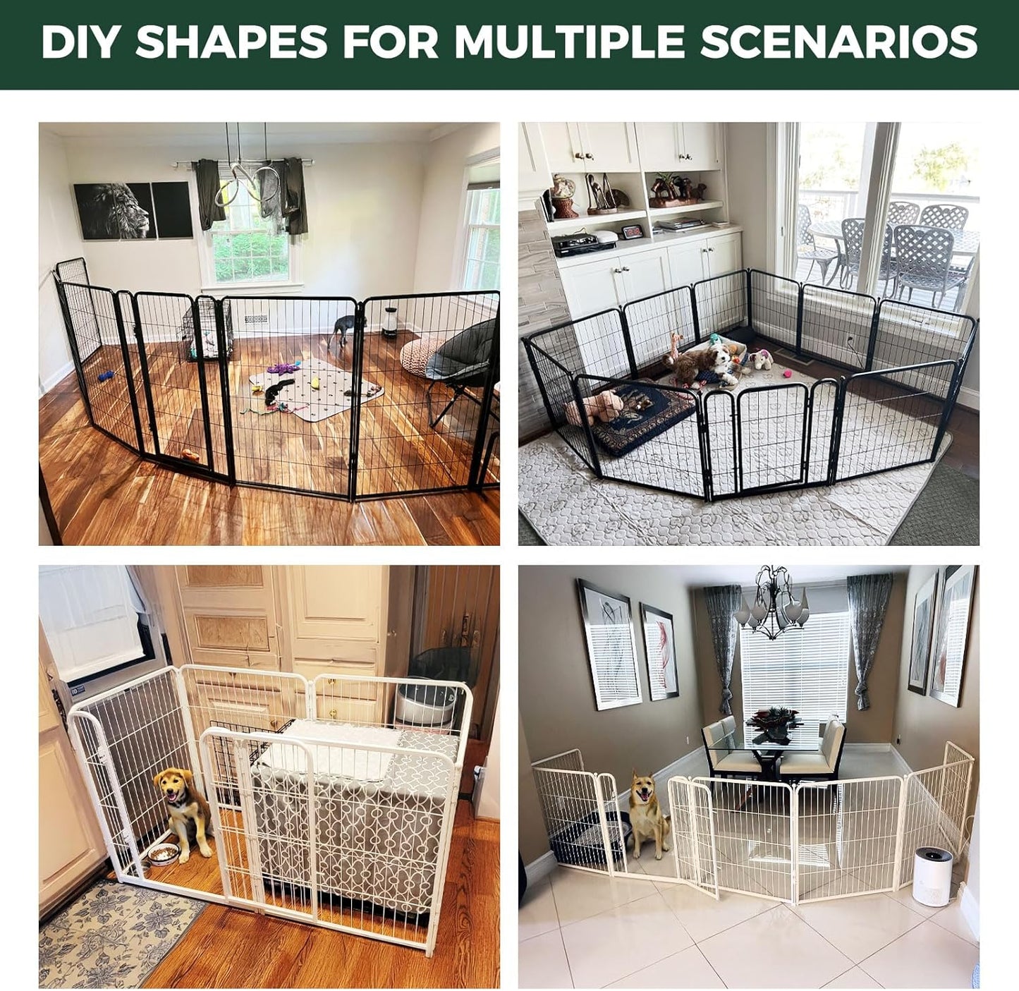 FXW Homeplus Unleashed Indoor Dog Playpen - Stress-Free and Safe Play, Heavy Duty 24 Inch 16 Wire Panels Dog Pen for Puppy and Small Dogs, Black│Patented